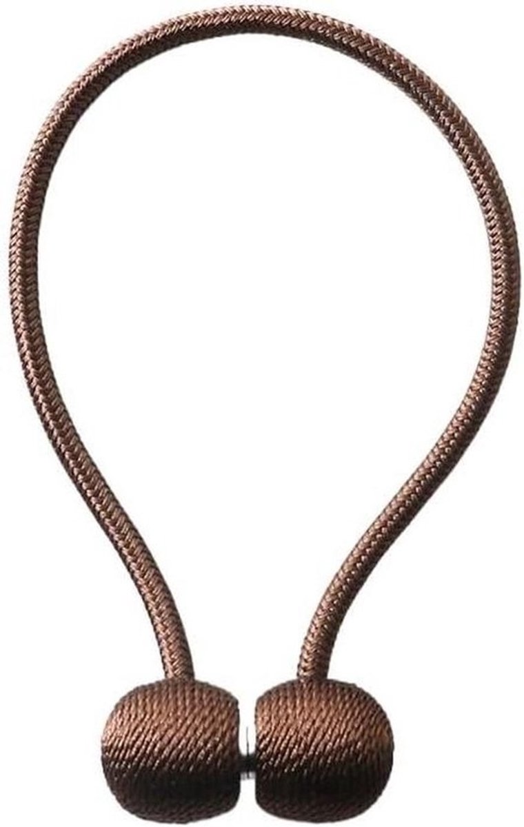 Gordijnhouder met parelbal - Gordijnclips - Voor het decoreren van vensters - Magneetsluiting - 2 stuks - Chocoladebruin
