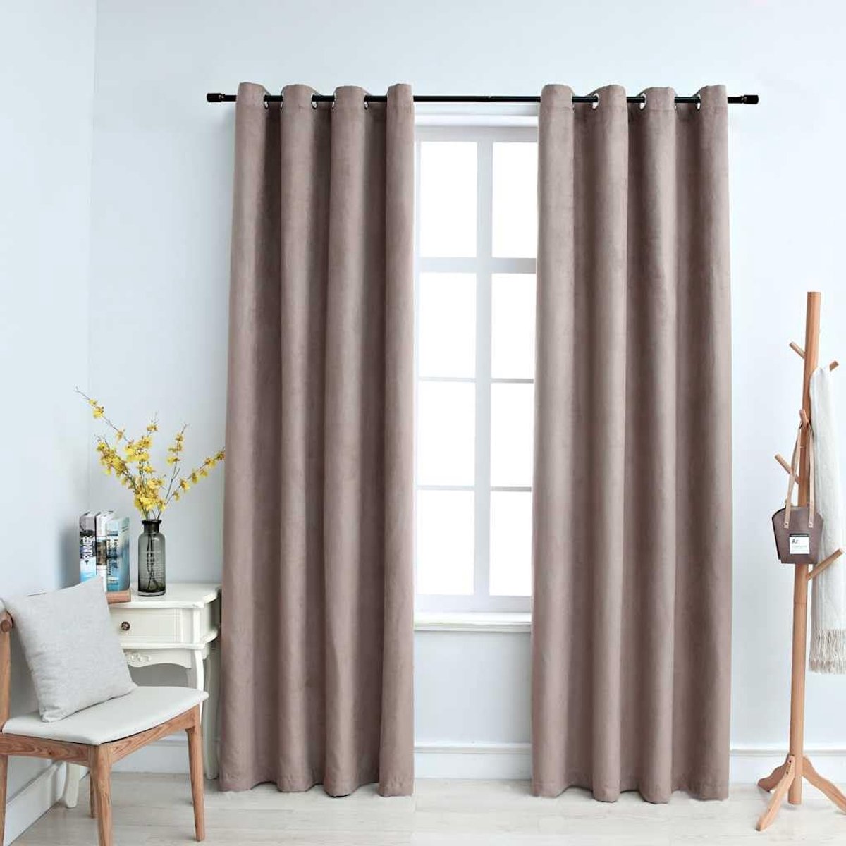 Verduisteringsgordijnen met metalen ogen 2 stuks. Taupe 140x245 cm voor woonkamer en slaapkamer - Machine wasbaar satijn polyester met bescherming tegen licht en warmte-isolatie