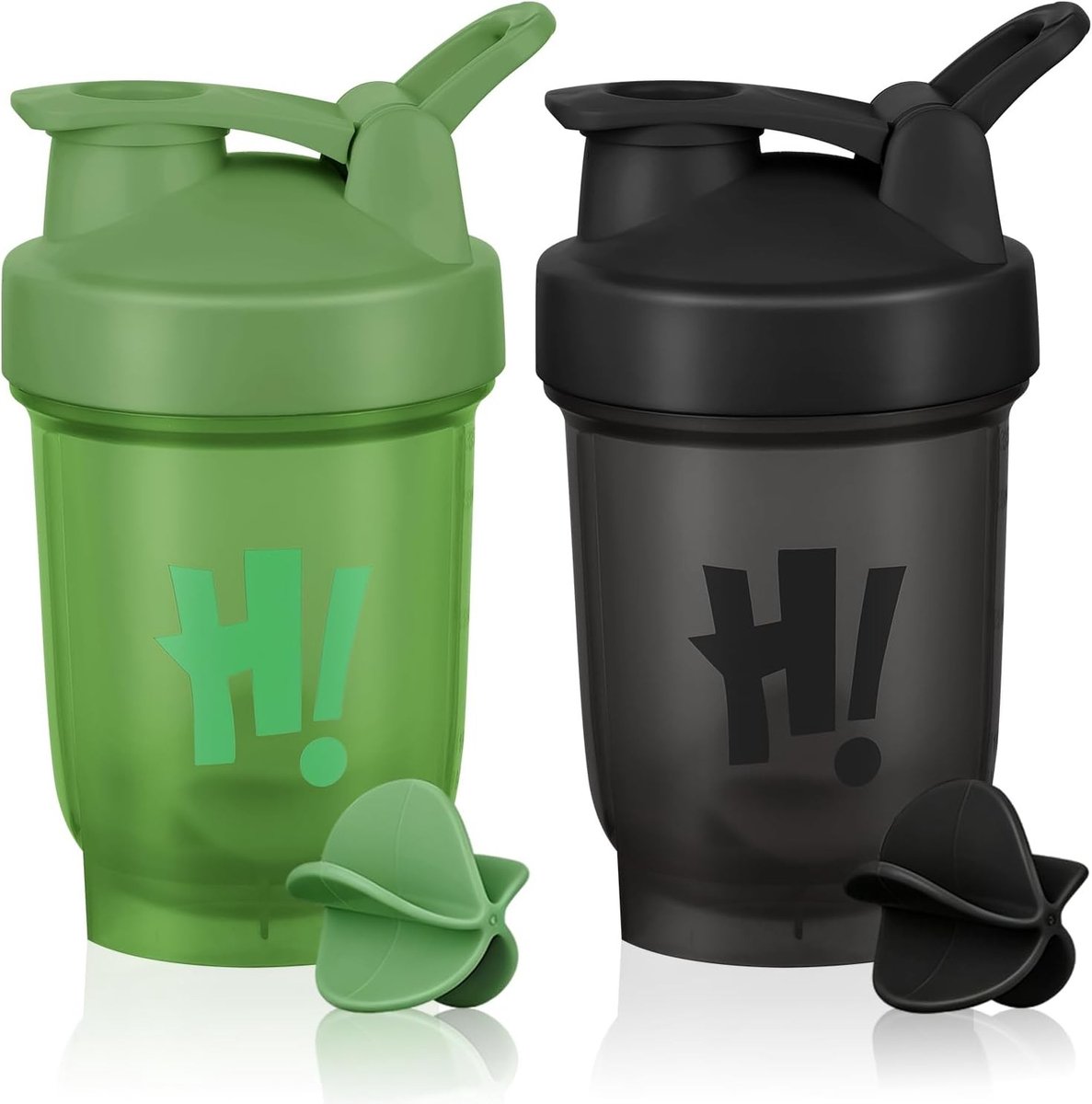 450ml Levensmiddelen Shaker Fles met Mixbal, 2-Pack Levensmiddelen Shaker voor Eiwitshakes, BPA-vrije Shake Fles met Flipdeksel en Lekvrije Ontwerp voor Eiwit en Supplementen