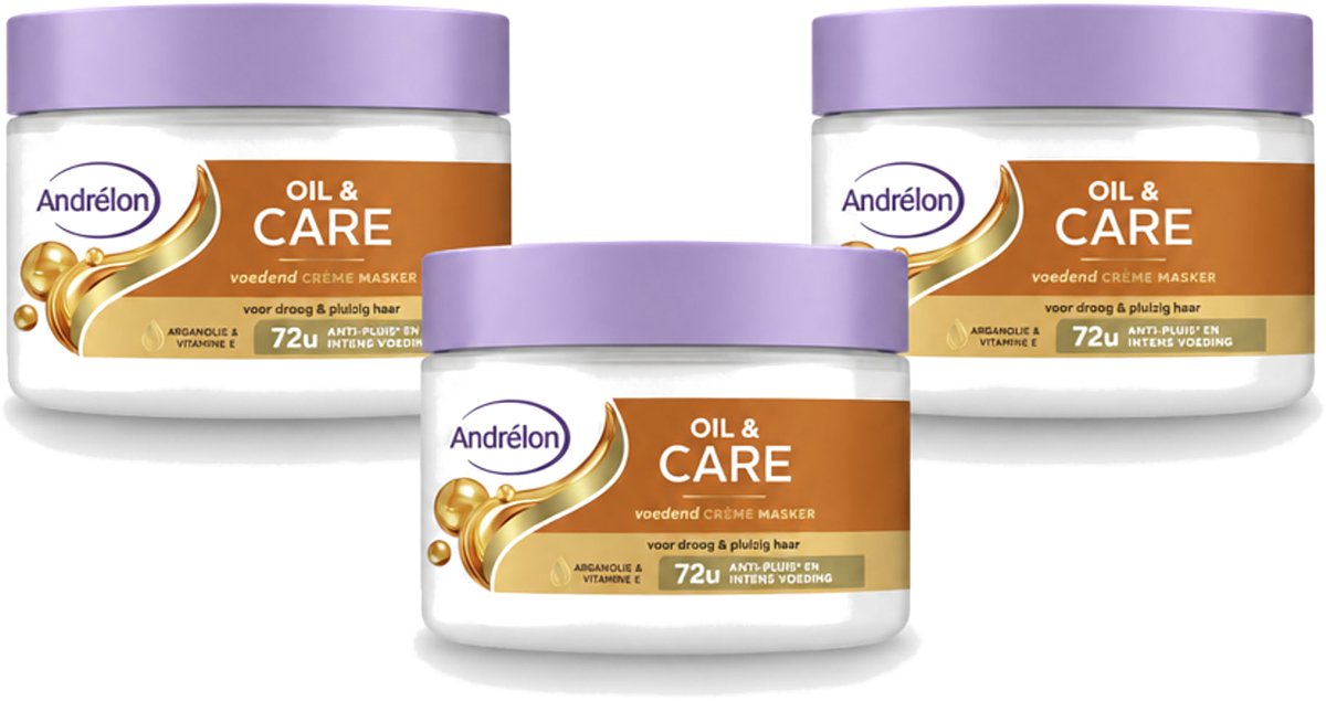 3 x Andrélon – Crème Haarmasker – Oil & Care – 300 ml - Voordeelverpakking - 3 stuks