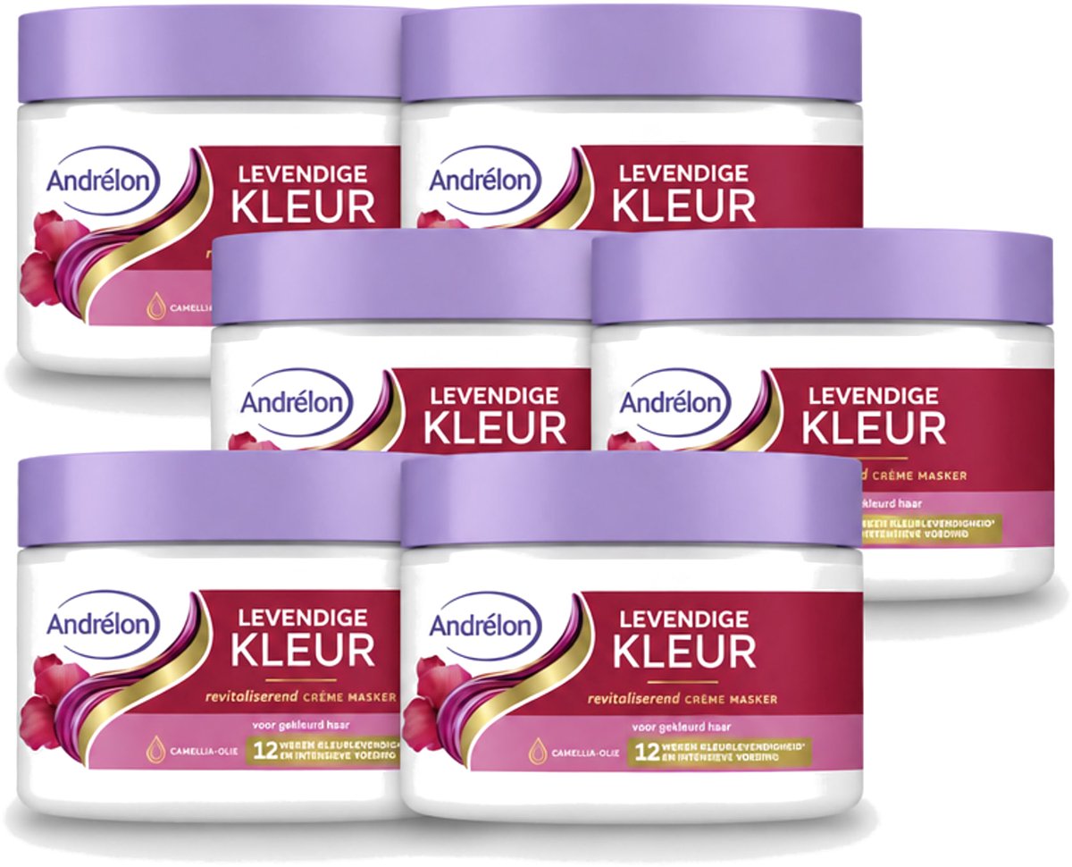 6 x Andrélon – Crème Haarmasker – Levendige Kleur – 300 ml - Voordeelverpakking - 6 stuks