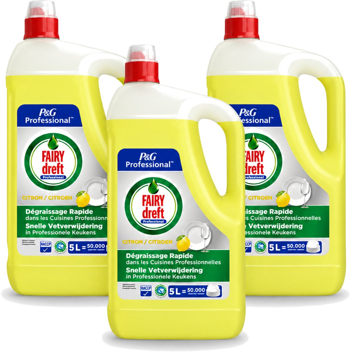 3 x Dreft - Afwasmiddel - Citroen - Professionele verpakking - 5 L - Voordeelverpakking - 3 stuks