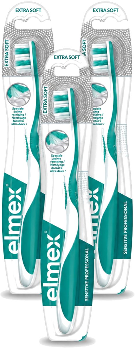 3 x Elmex - Tandenborstel - Sensitive Professional Extra Zacht - Voor Gevoelige Tanden - 1 tandenborstel - Voordeelverpakking - 3 stuks