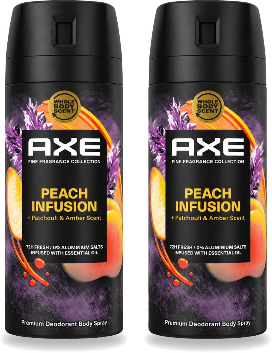 2 x Axe – Deodorant – Peach Infusion – 150 ml - Voordeelverpakking - 2 stuks
