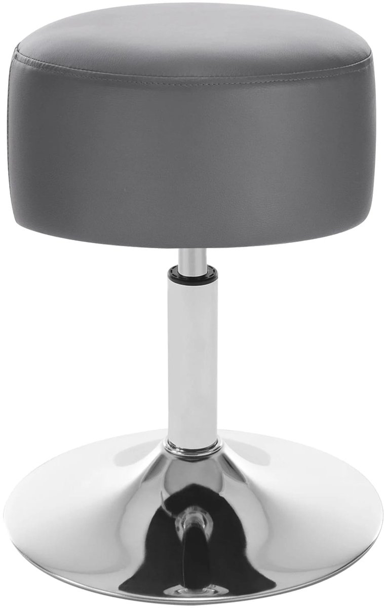 Klarven Barkruk Grijs - Traploos in Hoogte Verstelbaar, 360 Graden Draaibaar - Kunstleren Zitting, Antislip Voet, Draagvermogen 120 kg - Ø 33,5 cm, H 52-67 cm