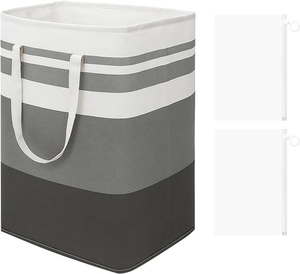 PolkaHome Opvouwbare Wasmand 75L met 2 Opbergzakken, Grote Waszak met Handvatten, Inklapbaar voor Slaapkamer en Badkamer
