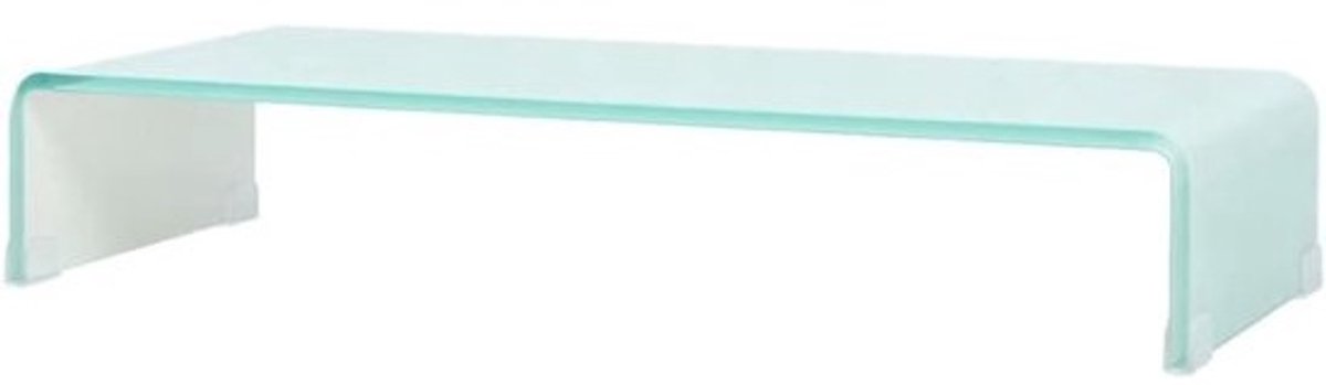 Verhoogd scherm - Tv-standaard glas - Desktop verhoging - Gehard glas - 70 x 30 x 13 cm - Wit