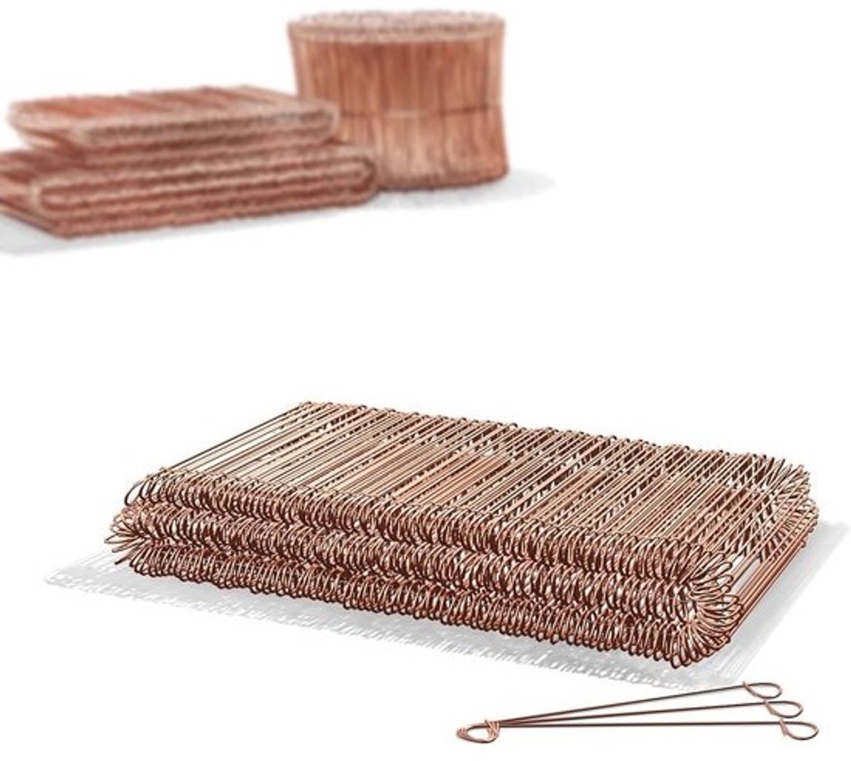 Oogdraden Koper - Binddraad Betonstaal - Metaal Verbinden - Corrosiebestendig Koper - 1.0 x 100-160 mm - Koperbruin
