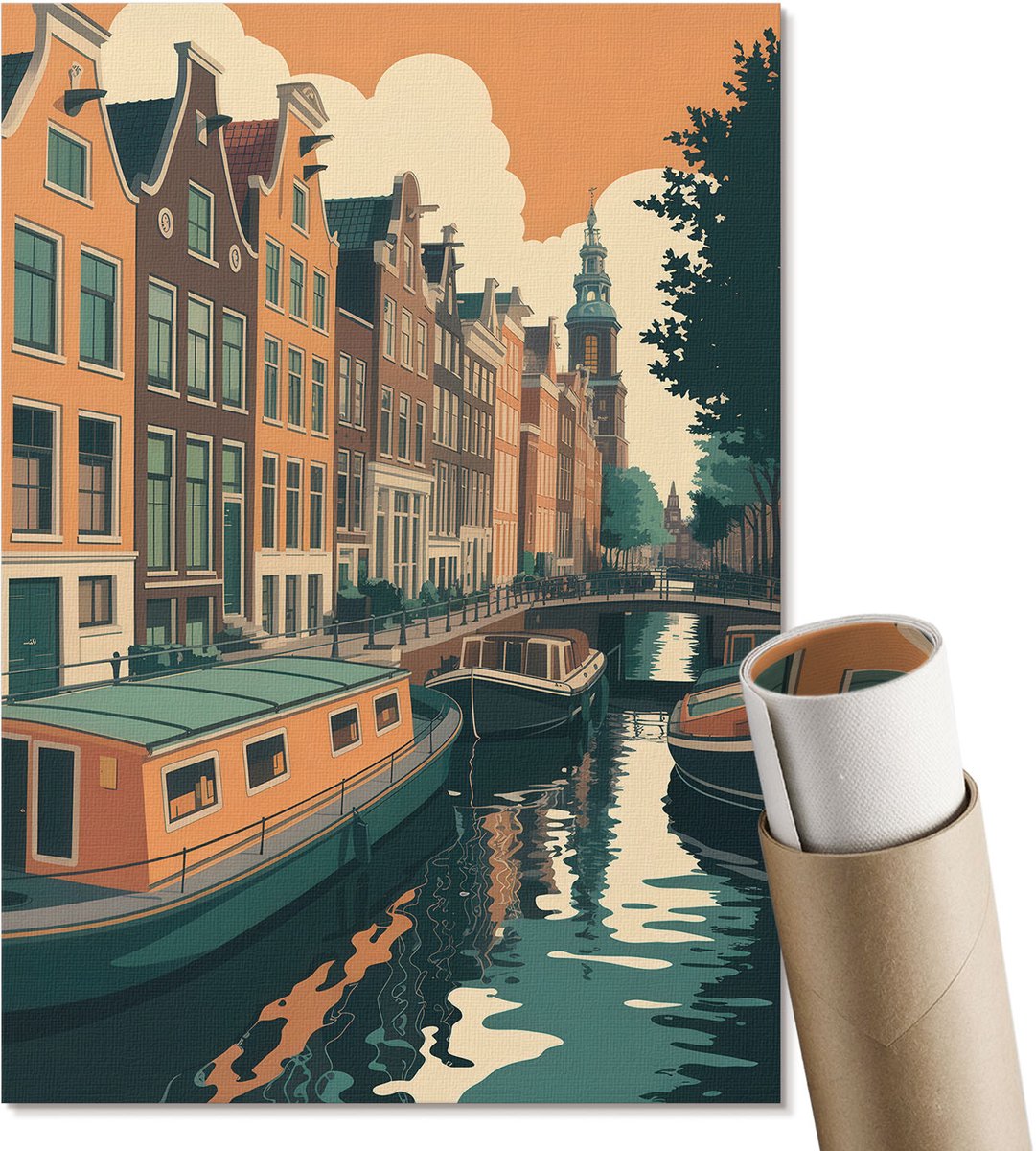 Coloray Canvas Poster Polycanvas - Rustig Water, Fotografie - A2 - Wit Patroon - Rechthoek - Kunstposter - Woonkamer, Slaapkamer, Kantoor - Minimalist
