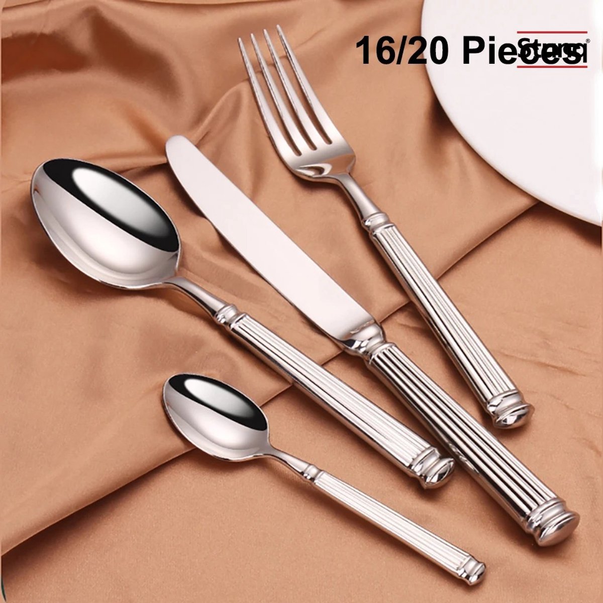 Stunq® 16-delige Bestekset RVS Vintage - Mes, Lepel en Vork