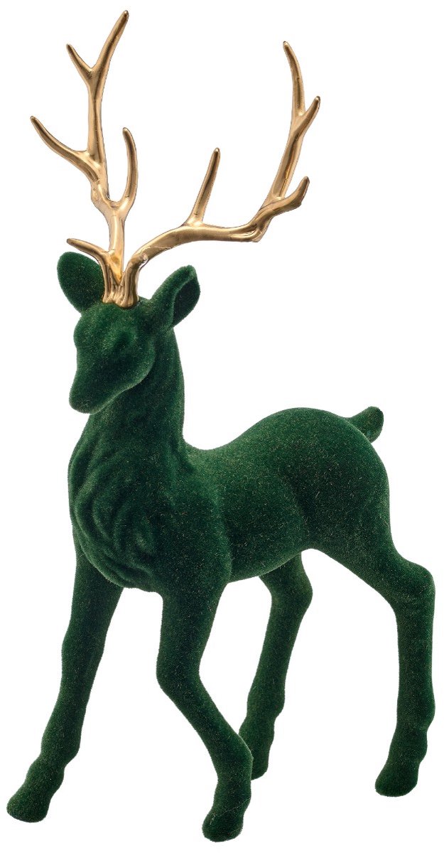 Gasper decoratiefiguur hert geflockt mosgroen 35,5 cm