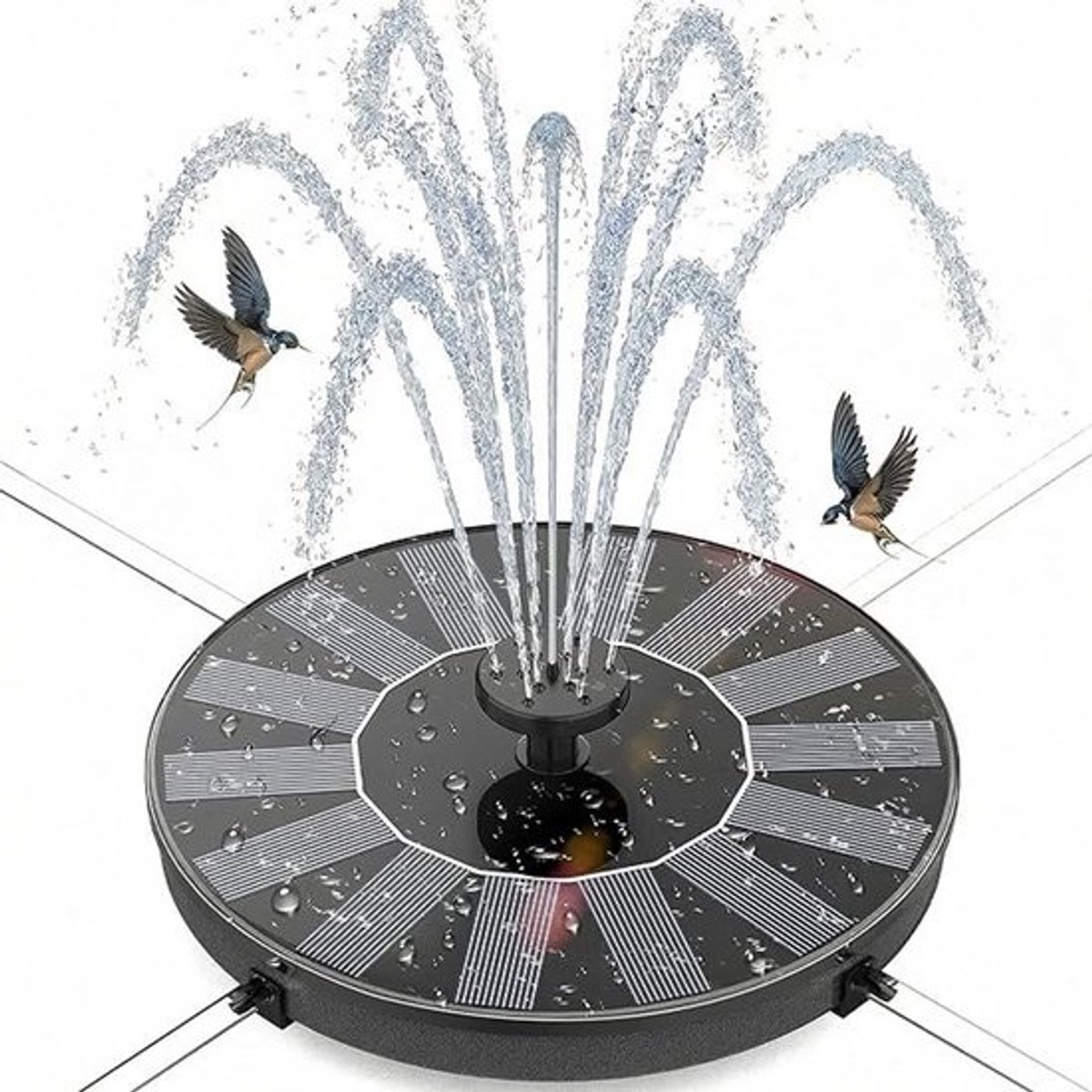 Fontein op zonne-energie - Drijvende waterpomp - Vijver verlevendigen - Automatisch bij zonlicht - 19 W - Zwart