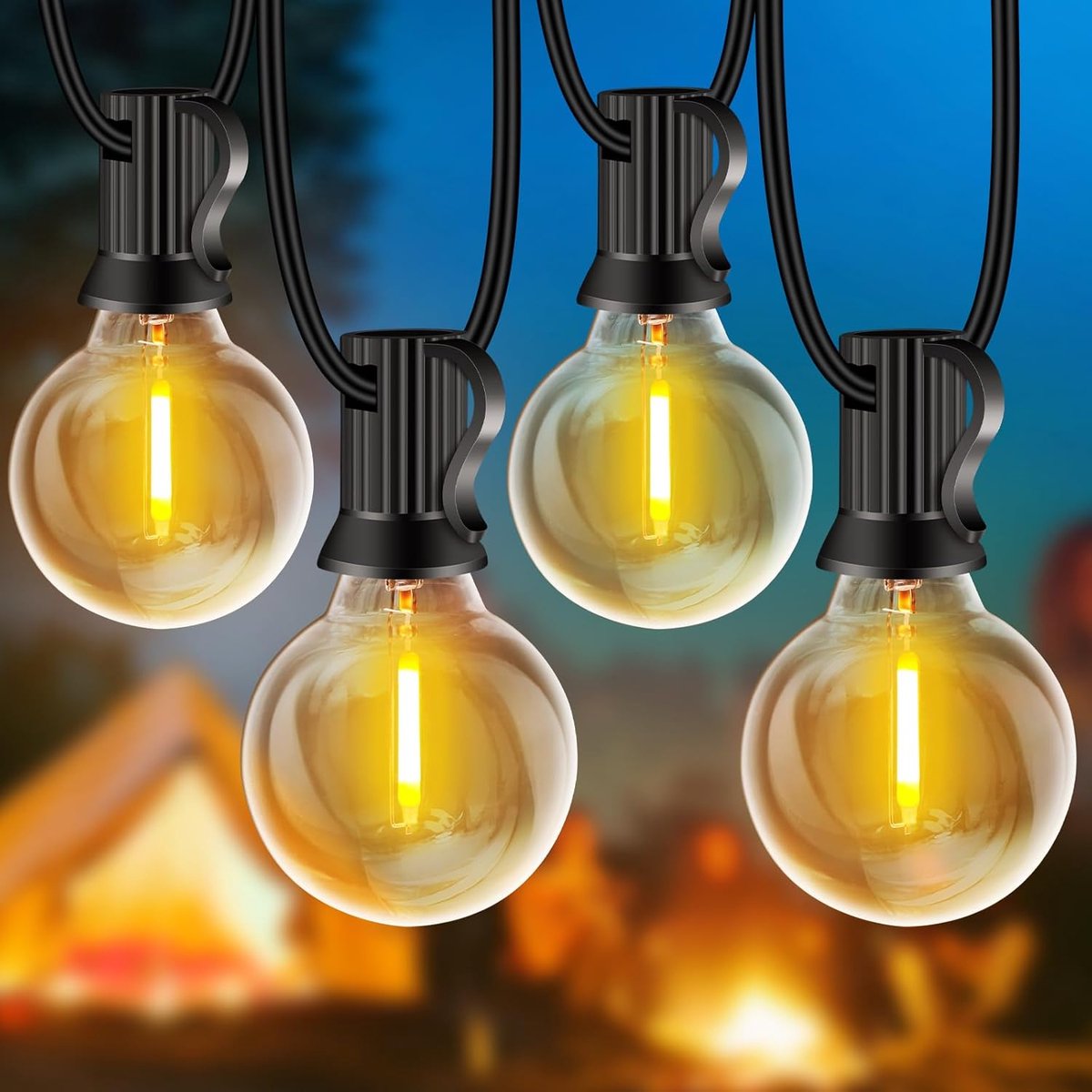 Lichtsnoer 30m - 30+2 Lampen G40 - Met Stekker - IP44 Waterdicht - Warmwit - Kerst