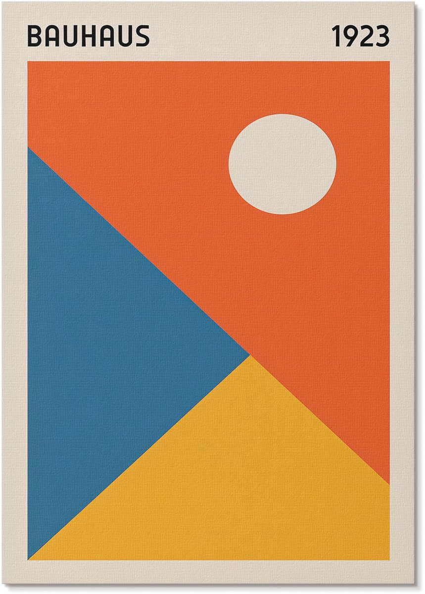 Tulup Polycanvas Wandposter - Bauhaus-Illustratie, Schilderen - A4 - Oranje Decoratie - Rechthoek - Interieurdecoratie - Woonkamer, Slaapkamer, Kantoor - Modern