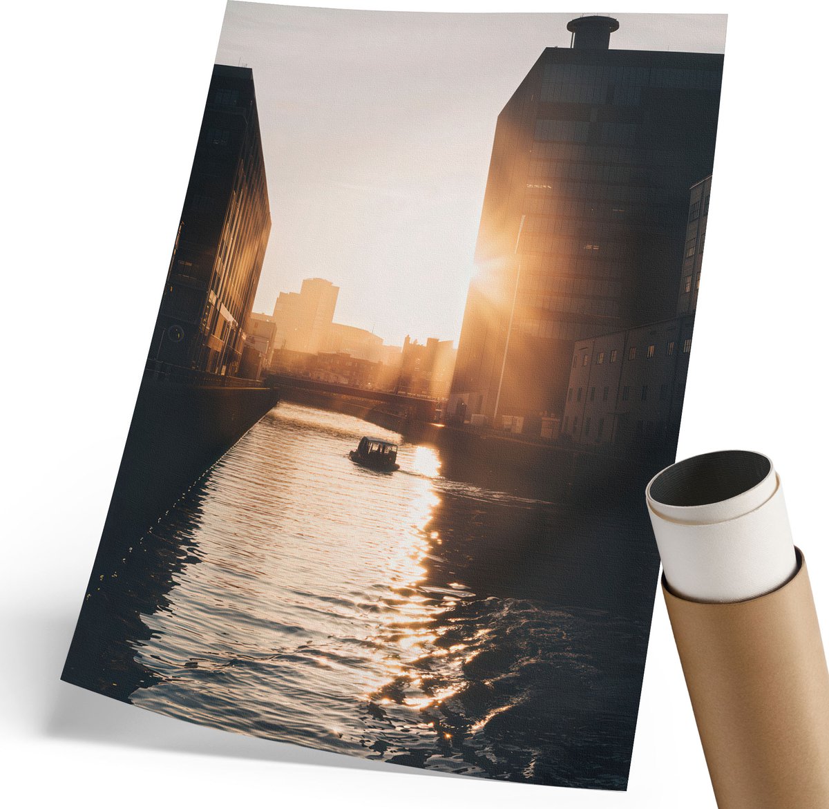 Coloray Polycanvas Wandposter - Zonsondergang, Fotografie - 210 x 297 mm - Oranje Poster - Rechthoek - Wandkunstwerk - Woonkamer, Slaapkamer, Kantoor - Modern
