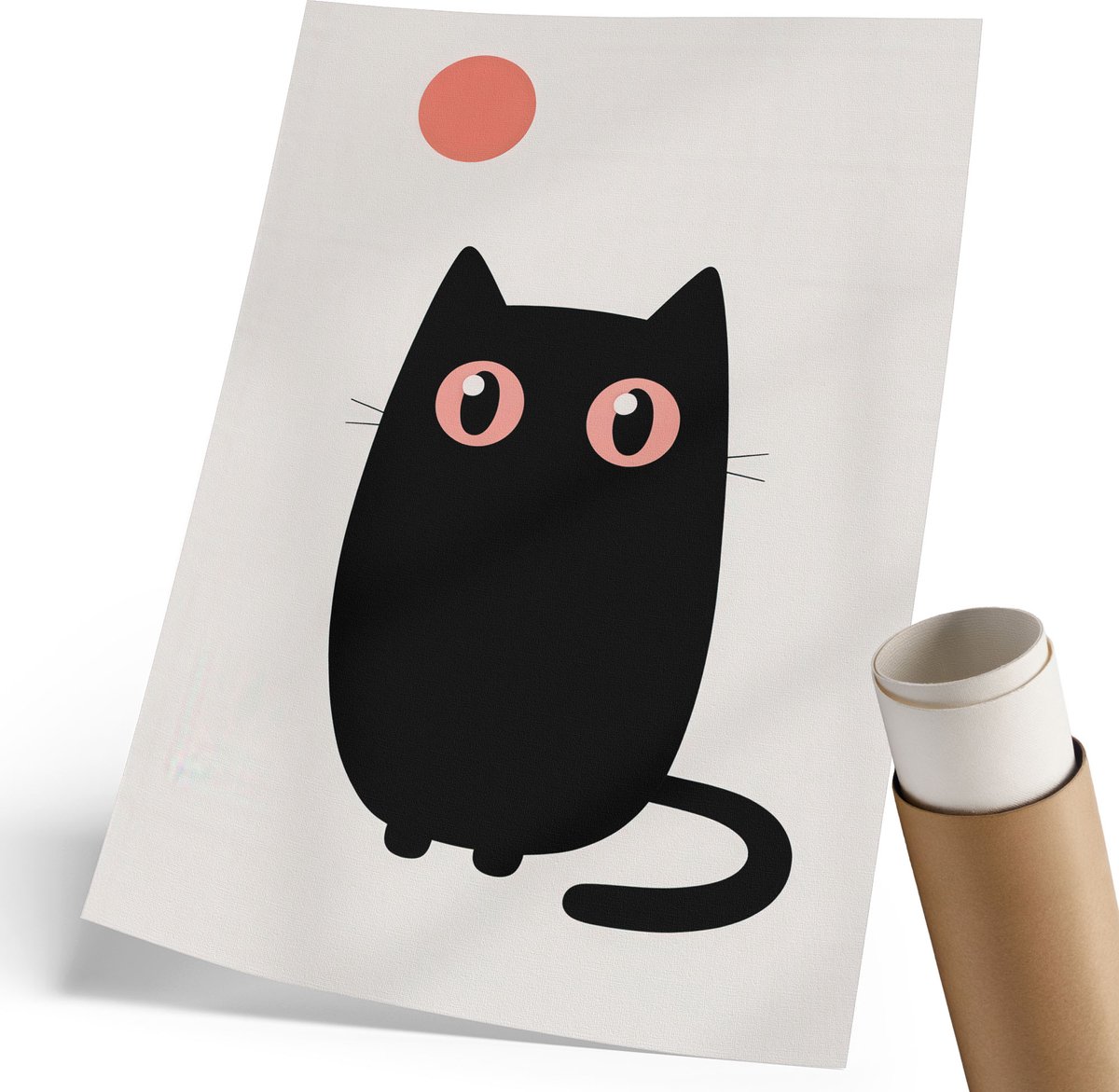 Coloray Polycanvas Wandposter - Kattenminimalisme, Illustratie - 210 x 297 mm - Zwart Patroon - Rechthoek - Interieurdecoratie - Woonkamer, Slaapkamer, Kantoor - Kinder