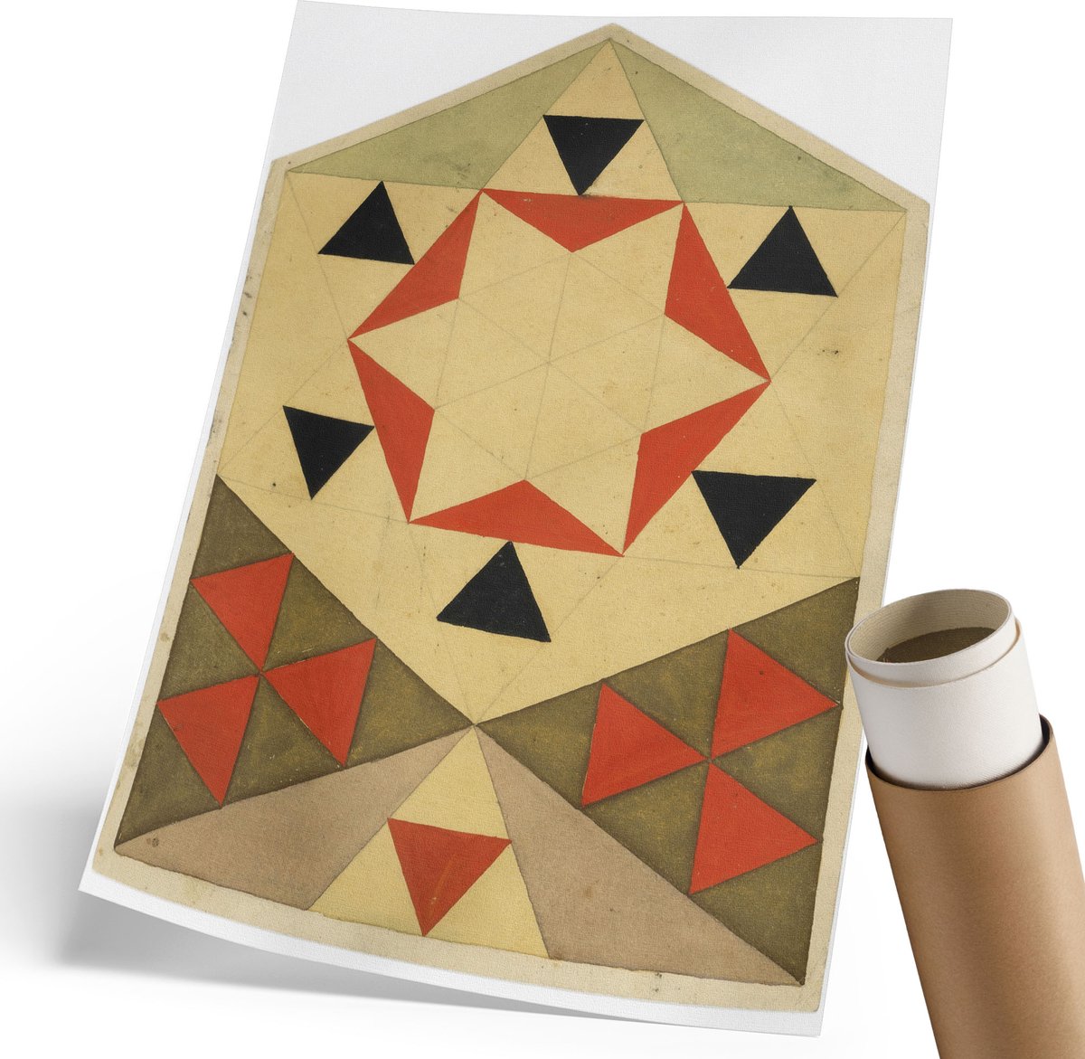 Coloray Polycanvas Wandposter - Geometrische Studie, Schilderen - 210 x 297 mm - Geel Wandposter - Rechthoek - Interieurdecoratie - Woonkamer, Slaapkamer, Kantoor - Geometrische