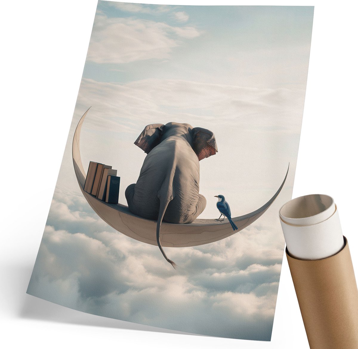Coloray Polycanvas Poster - Kustlandschap, Blauw - 210 x 297 mm - Romig Wanddecoratie - Rechthoek - Kunstposter - Slaapkamer - Expressief