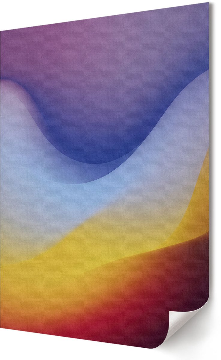 Coloray Polycanvas Wandposter - Kleurrijke Golven, Schilderen - 420 x 594 - Paars Patroon - Rechthoek - Interieurdecoratie - Woonkamer, Slaapkamer, Kantoor - Modern