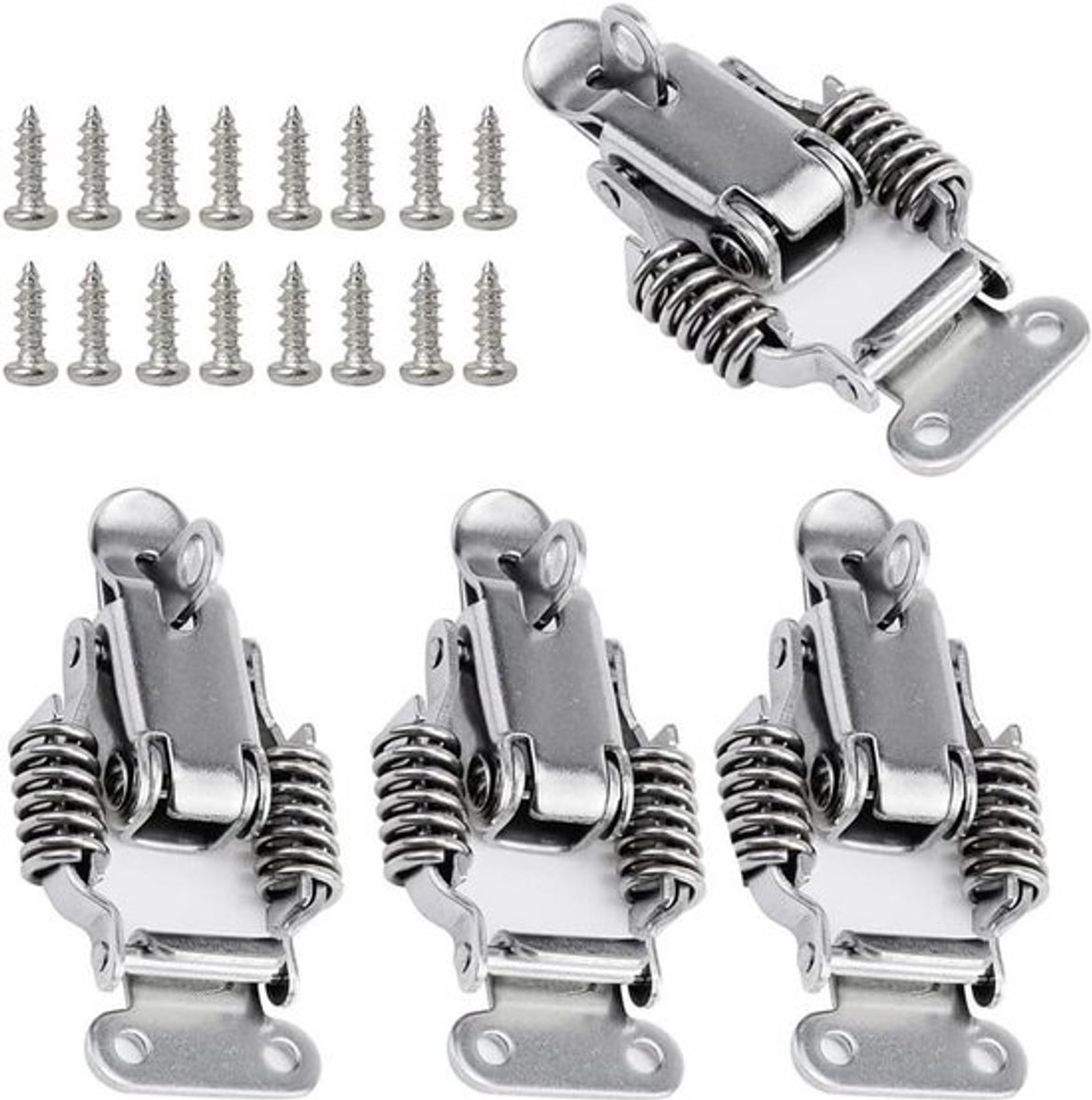 Veergrendels - Klemmen Latch - Kasten Beveiligen - Dubbel Veerbelast - 60 x 36 mm - Zilver