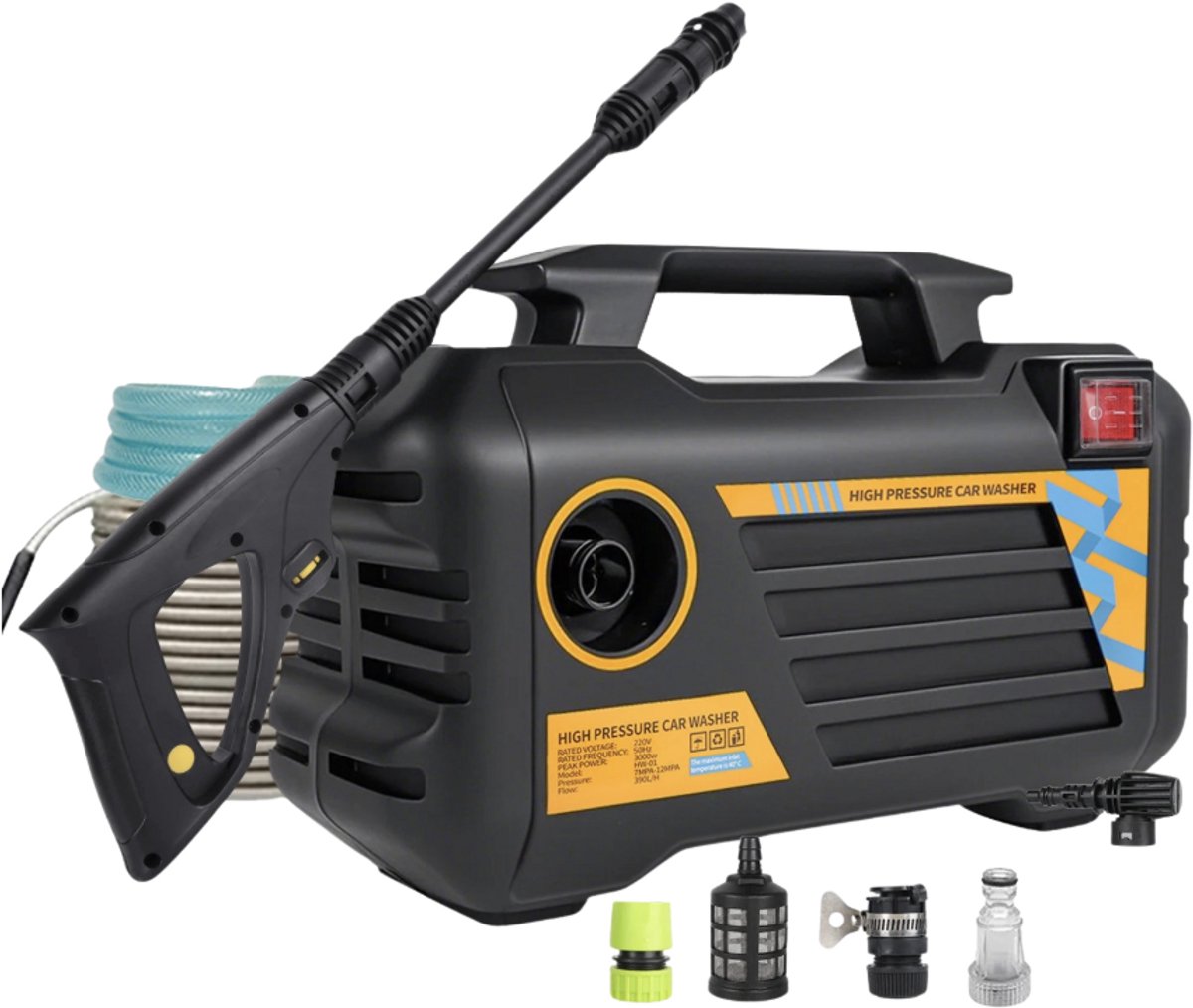 NextNovaDeals Hogedrukreiniger - 220V - Draagbare Autowasser - Met Schuimpot - Voor Vloer Meubels Tuin En Irrigatie - Waterdichte Schakelaar