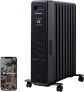 Dimplex ECO Edge Olievrije Elektrische Radiator 2400W – Elektrische Kachel met Wi-Fi App, Turbostand, Thermostaat, Timer en Weekschema – Tot 2x Sneller Warm dan een Olieradiator – Voor Ruimtes tot 75 m³ – Antraciet/Zwart