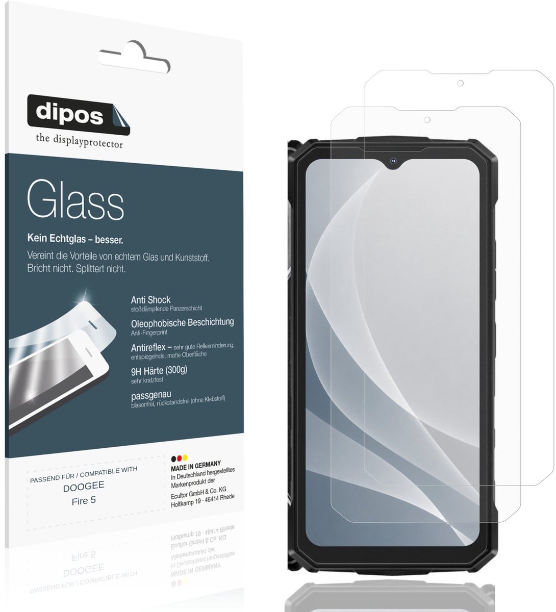 dipos – 2x Matte Pantserfolie geschikt voor DOOGEE Fire 5 | 9H Screenprotector