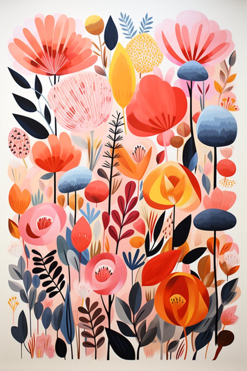 Bloemen Abstract - Bloemen - Bloemen - Waterverf Bloemen - Woondecoratie - posters - formaat 70x100cm - L682