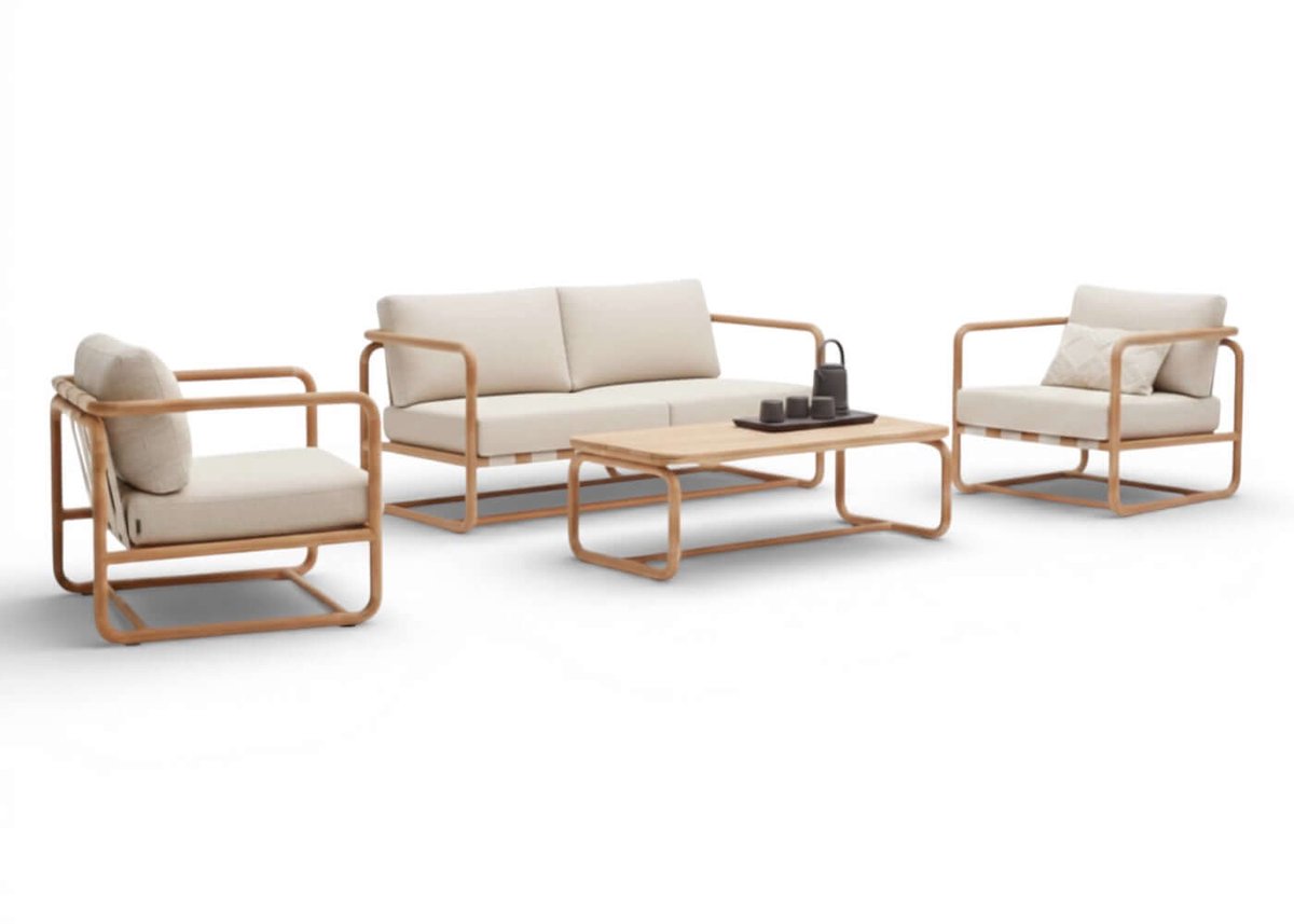 Apple Bee Dolce loungeset van teak op een terras