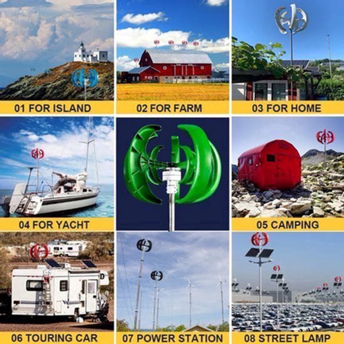 3000W Verticale As Windturbine Generator – Verticale Windmolen – Windgenerator – Windenergie Generator – Off-Grid Windturbine 48V Met MPPT – Laag Geluidsniveau – Start Bij Lage Windsnelheid