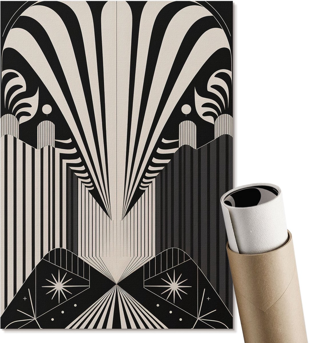 Coloray Polycanvas Poster - Geometrische Abstractie, Illustratie - A4 - Zwart Kunst - Rechthoek - Muurdecoratie - Woonkamer, Slaapkamer, Kantoor - Art deco