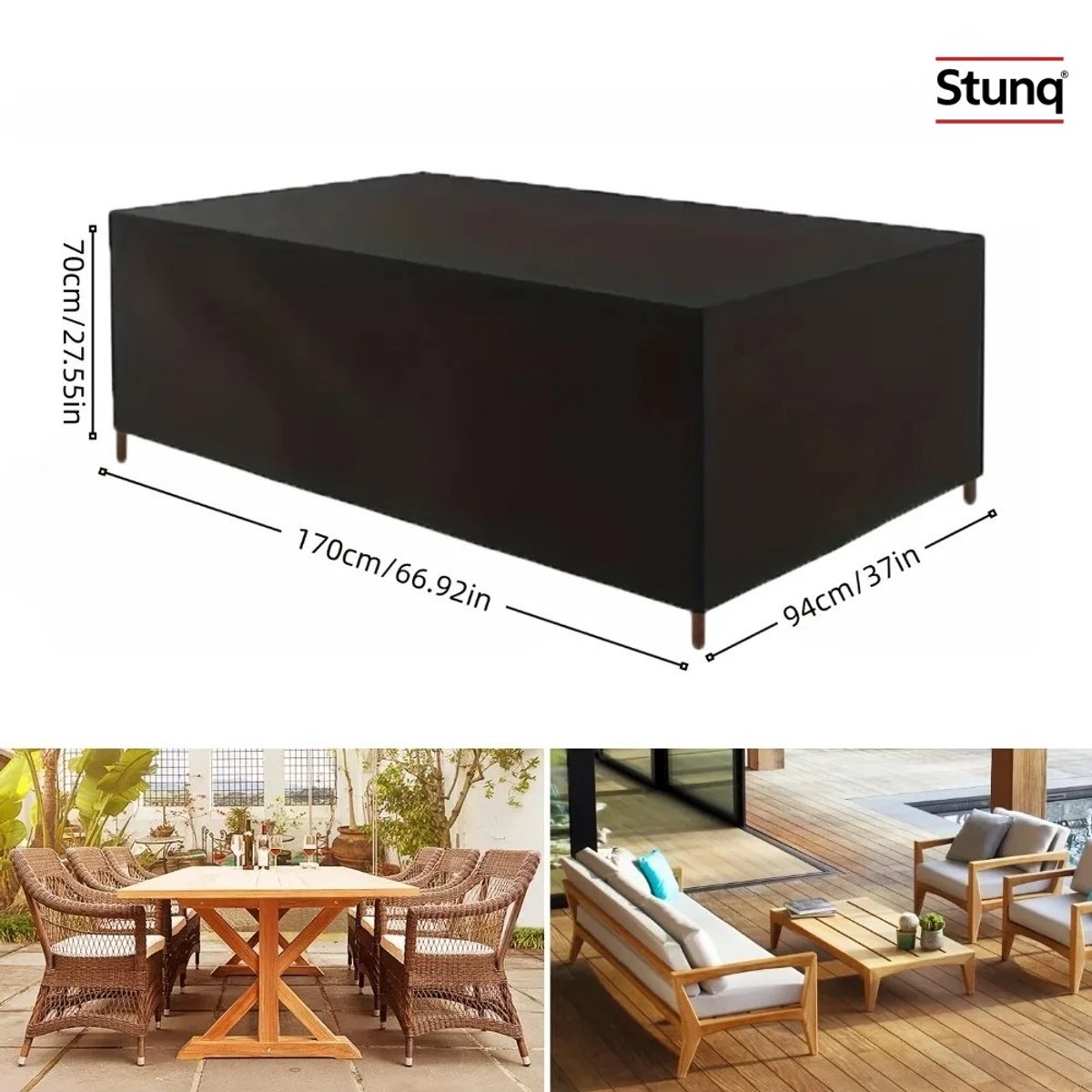 Stunq Tuinmeubelhoes 170x94x70cm Zwart