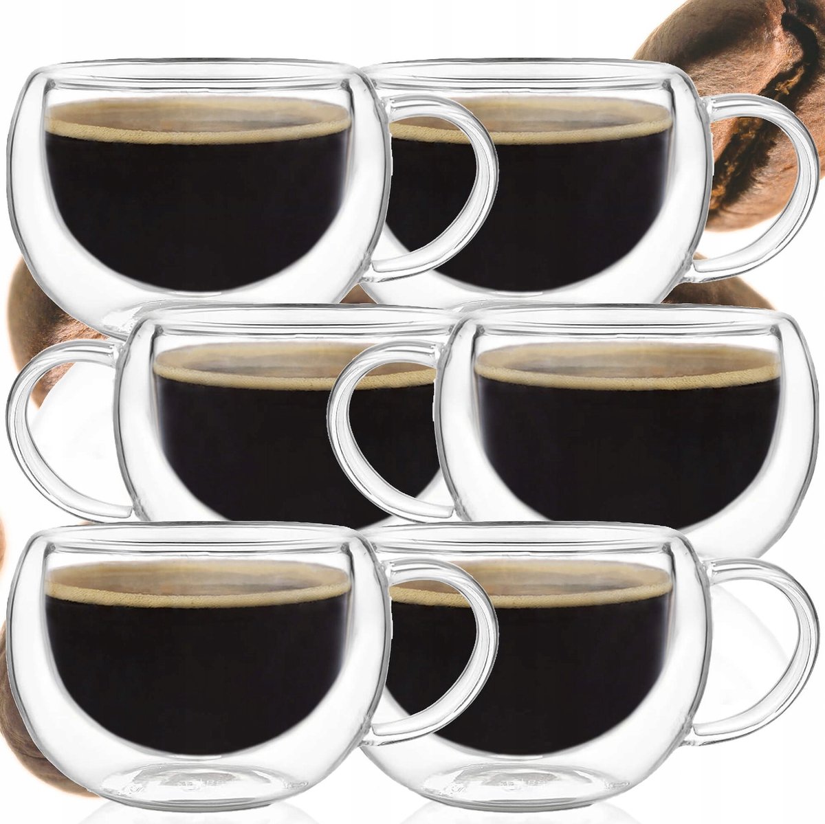 6x Thermische Glazen met Oor 300ml - Dubbelwandig Glas