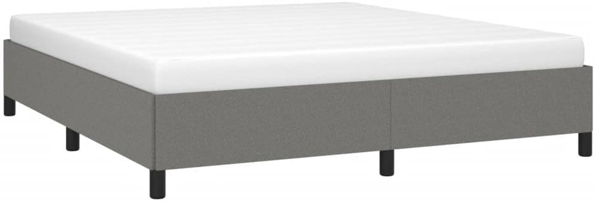 vidaXL Upholstered Bed, Bed Frame with Slatted Frame, Bedroom Bed, Double Bed with Support Legs, Bed Frame, Bedroom Furniture, Dark Grey, 180 x 200 cm Fabric