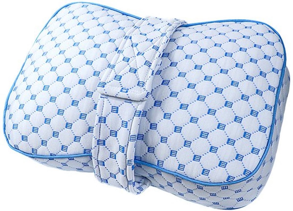 Voetkussen, 35*23*10 cm, grijs met stippen, beenkussen met bandjes voor knieondersteuning, voor zijslapers, traagschuim, PP-schuim, beensteunkussen.