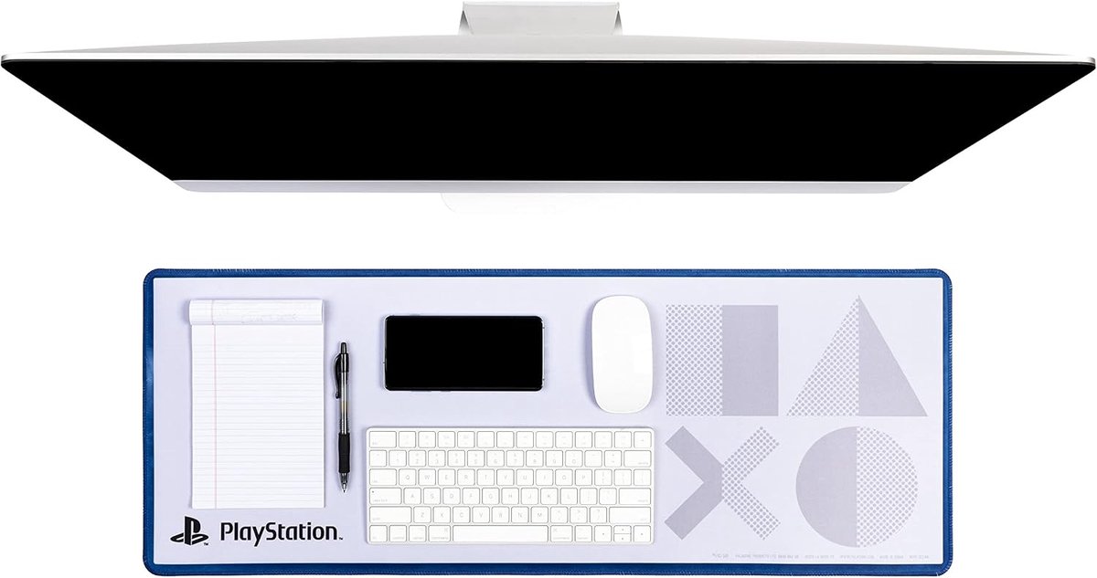 Bureaumat met PlayStation 5 iconen, 30 x 80 cm, wit