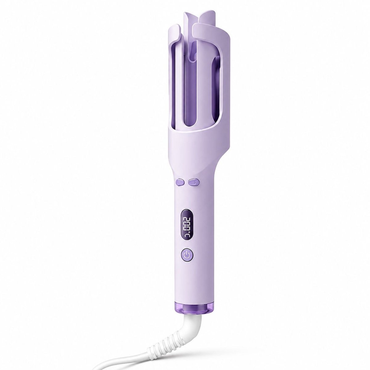 Automatische krultang met koelfunctie, 2,5 cm keramische roterende kruller, geschikt voor lang haar, snelle opwarming, anti-verbrandingsontwerp, negatieve ionen haarstylingtool, dubbele spanning, paars.