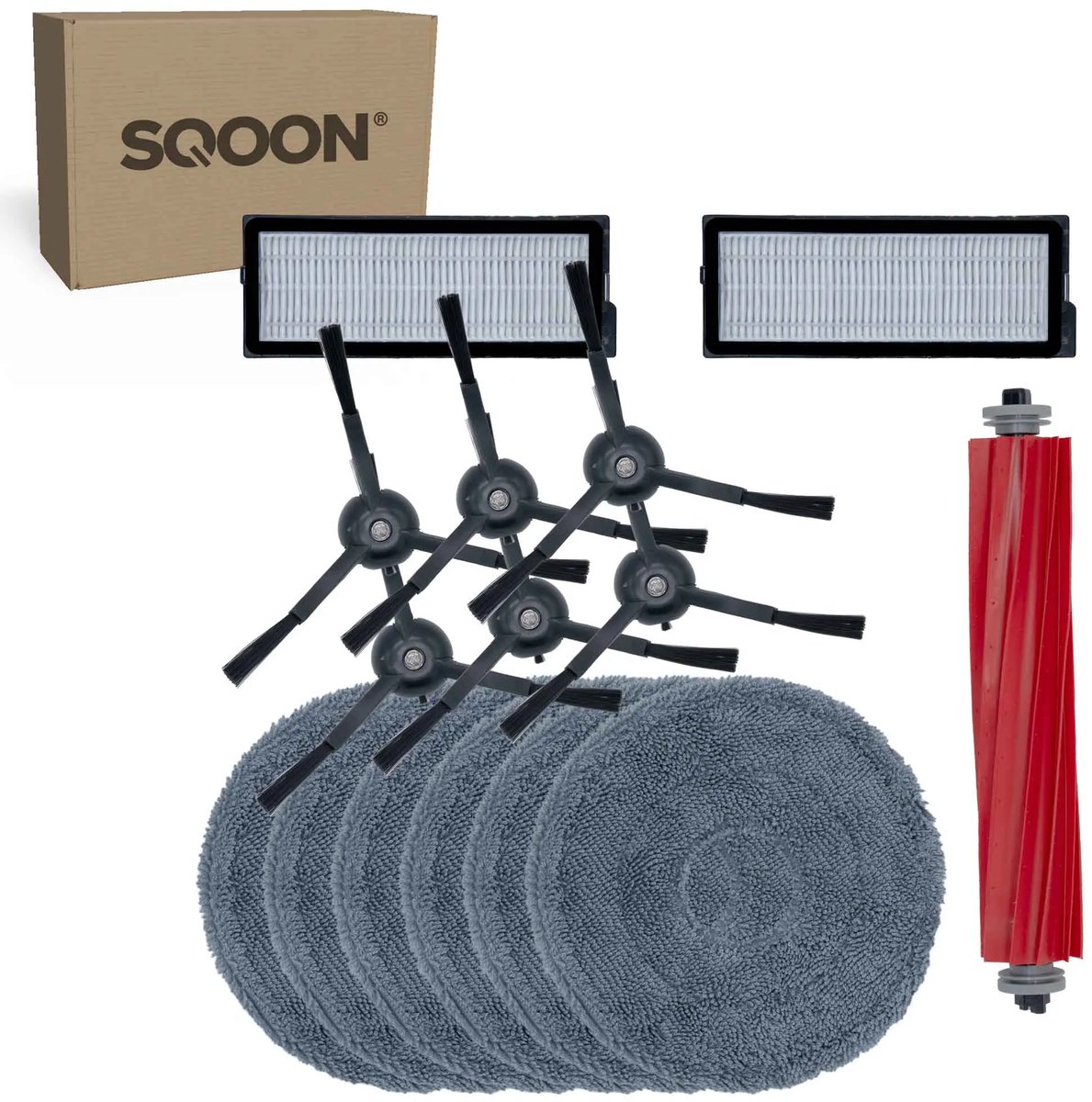 SQOON® vervangingsset geschikt voor Roborock Qrevo Pro - 15-delige onderhoudskit voor robotstofzuigeronderhoud
