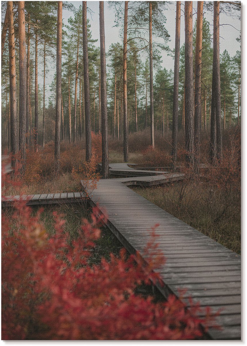 Tulup Polycanvas Wandposter - Houten Steiger, Fotografie - A3 - Oranje Patroon - Rechthoek - Wandkunstwerk - Woonkamer, Slaapkamer, Kantoor - Klassiek