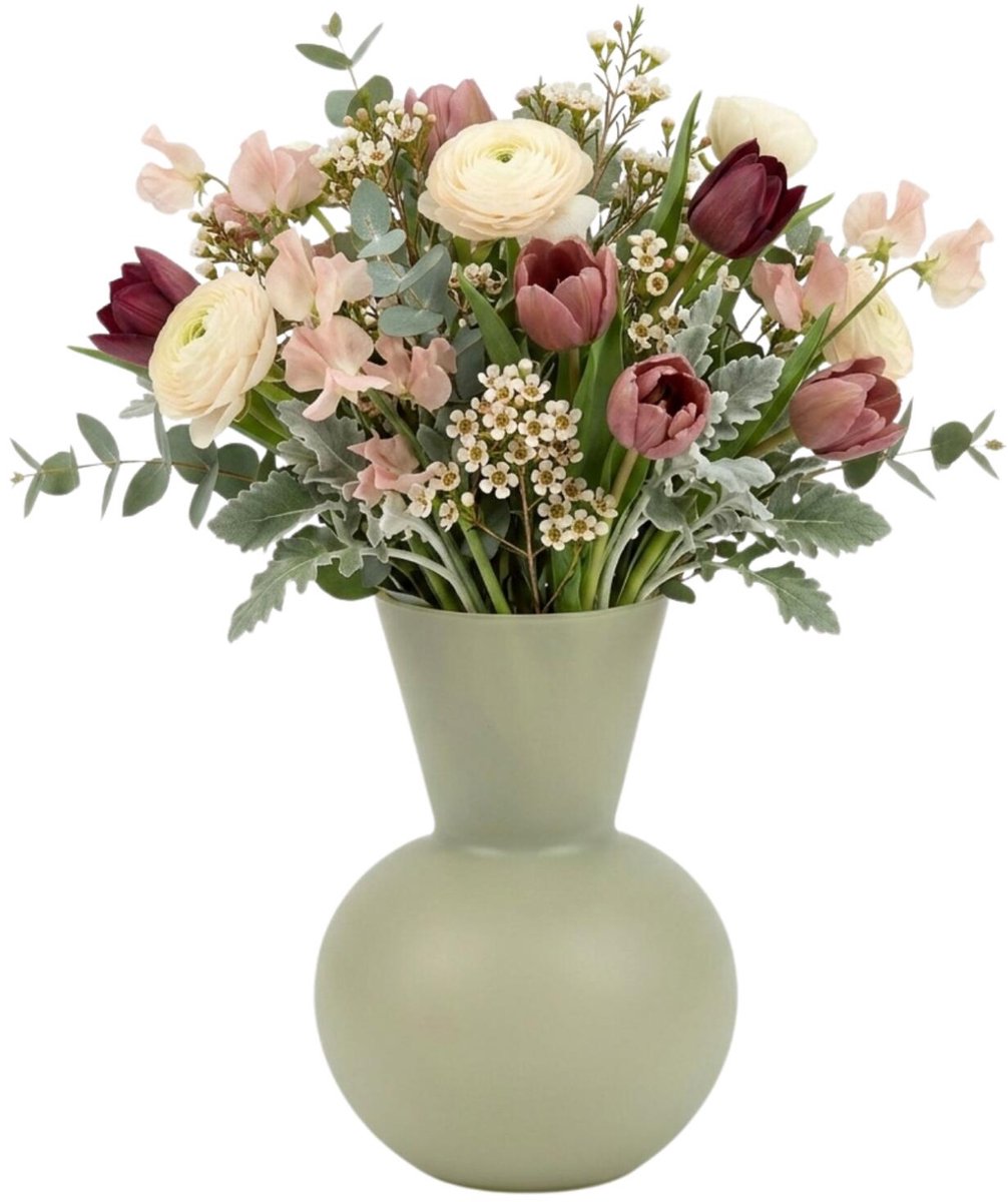 Floran Design bloemenvaas Gaya - kaky/beige - mat glas - 16 x 23 cm - glazen vazen