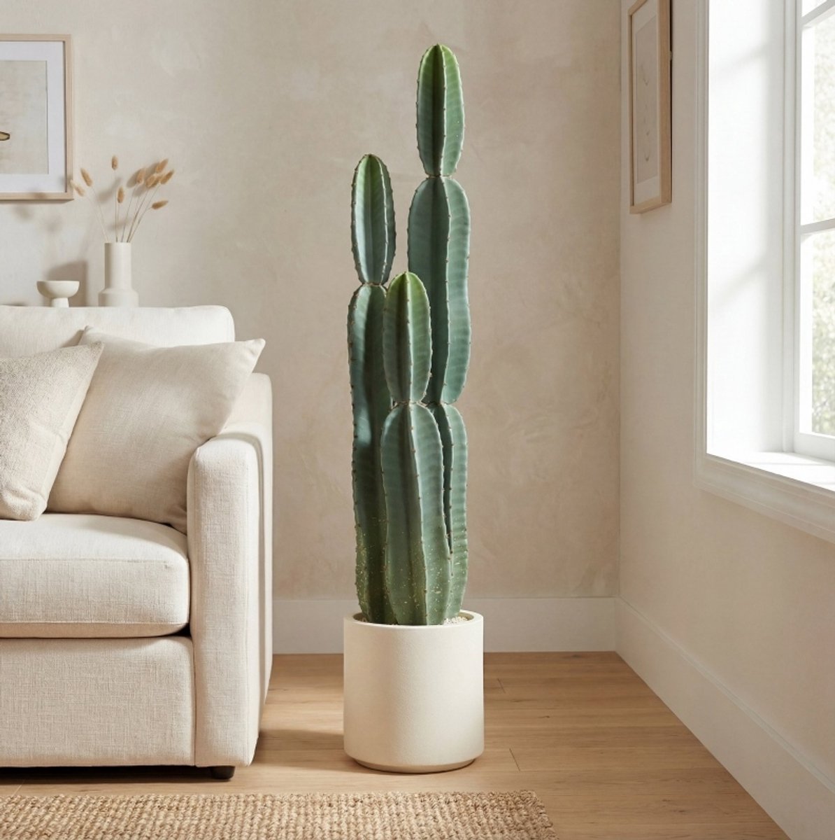 REDOM - Kunstplant cactus in pot - Hoogte 111 cm - Voor binnen - Decoratieve kamerplant - Kunststof - Groen - Ø25 x 111 cm