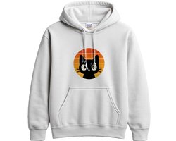 Kat Hoodie – Schattig Zwart Kattengezicht met Zonsopgang – Dieren Outfit – Unisex Hoodie voor Dames & Heren – Leuk Cadeau