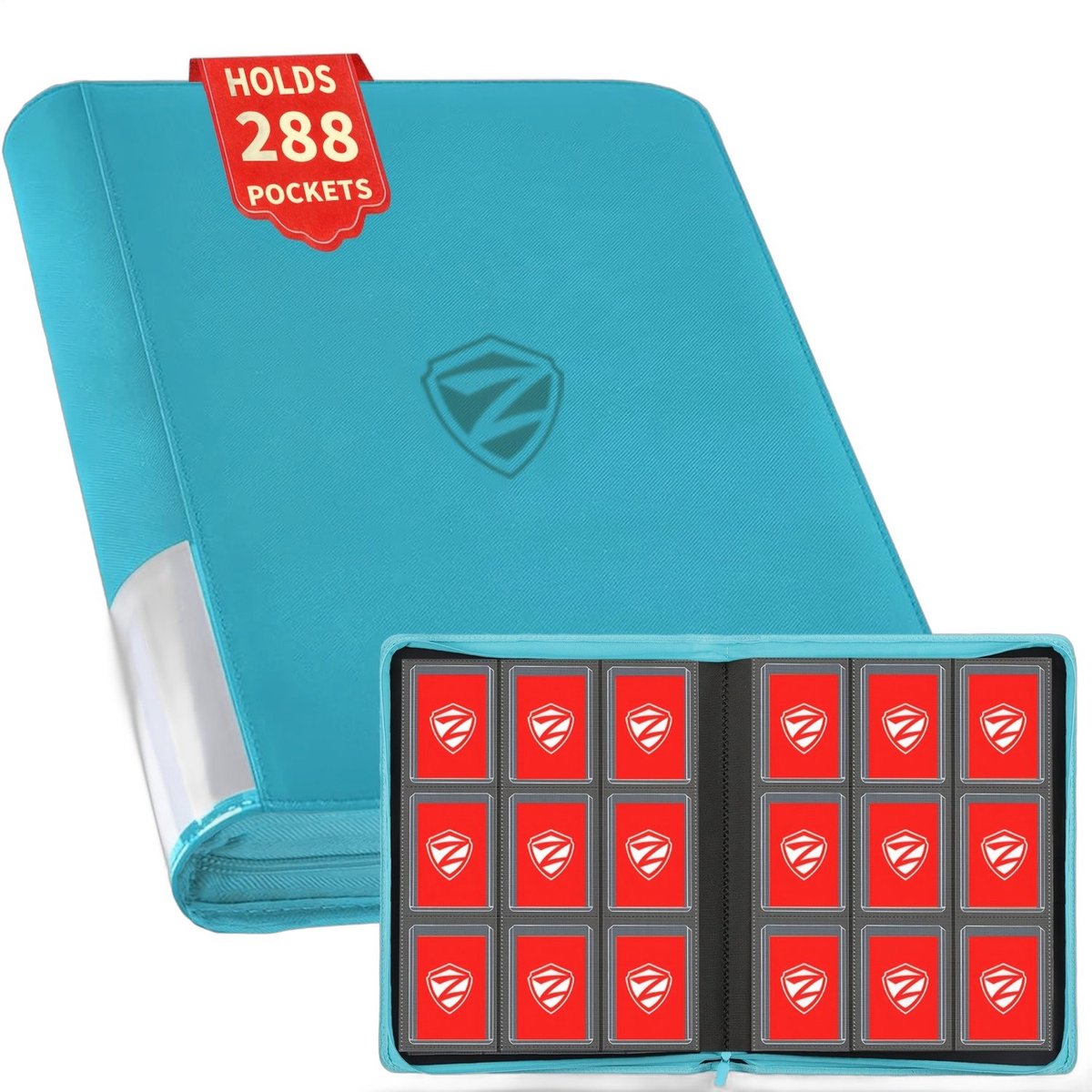 Currero Toploader Binder - Verzamelmap Kaarten - Geschikt voor Pokemon - 4 Pocket - 9 Pocket - 12 Pocket - Trading Card Map - Toploadermap - Lichtblauw - 288 Kaarten