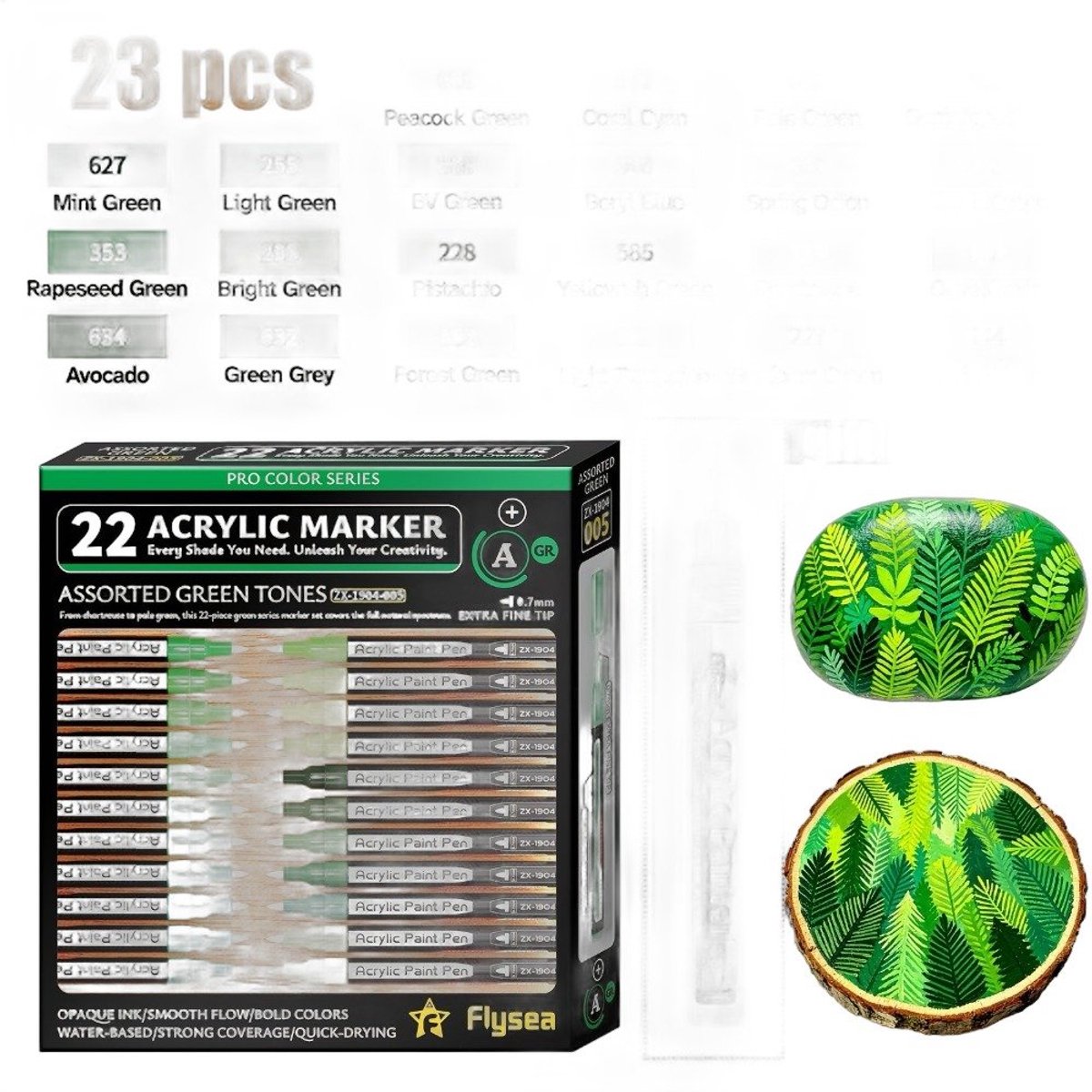 Currero Aquamarkers - Twinmarkers - Brushpennen - Stiften - Markeerstiften Op Waterbasis - Dual Tip - Tekenen En Kleuren - Set Van 23 Stuks, Groen