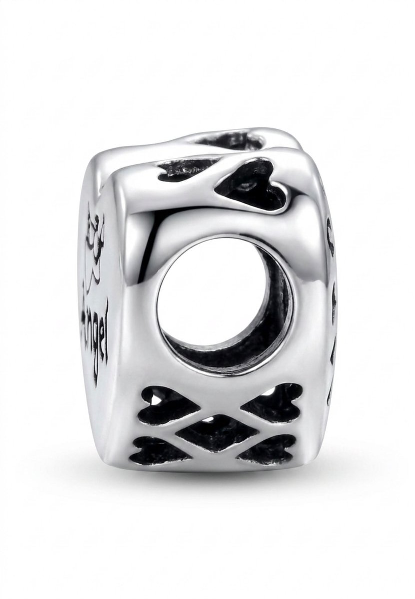 Silver Heart Angel Bead Bedel