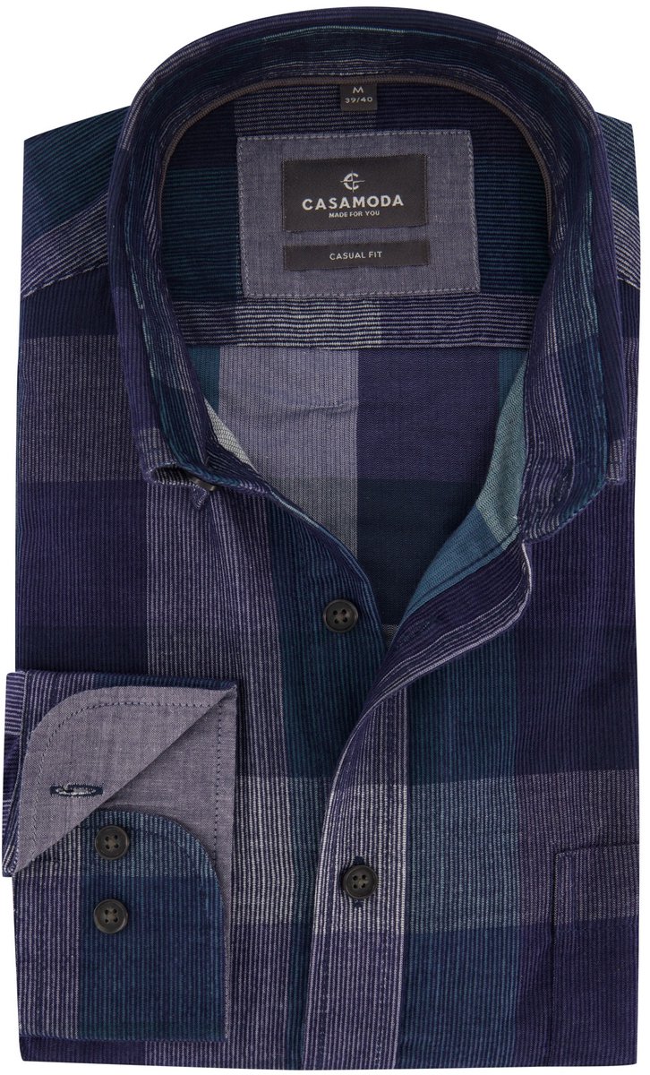 Overhemd Casa Moda Casual Fit donkerblauw gestreept