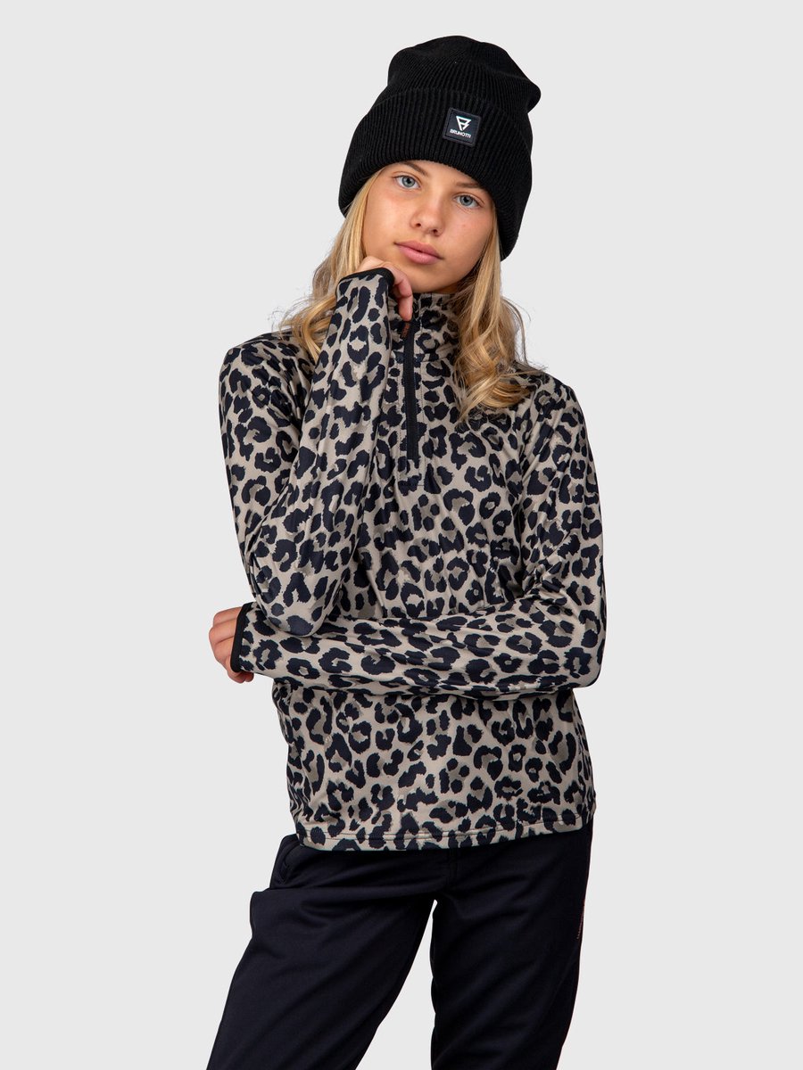 Brunotti Rodiany-Print Snow Fleece Meisjes – Fleece Vest Wintersport Kleding Slim Fit Basis laag 140 Zwart