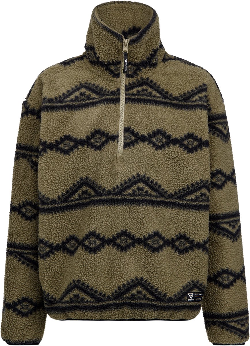Brunotti - Kennety Teddy Fleece Jongens - Dusky Green - Fleece met Rits - Loose Fit - Everyday Wear - 164