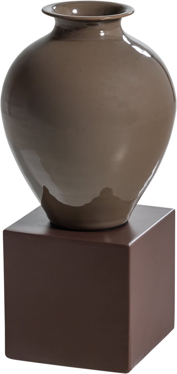 WOOOD Numo Wanddeco Set Vaas/Kubus - Metaal - Bruin - 39x19x19