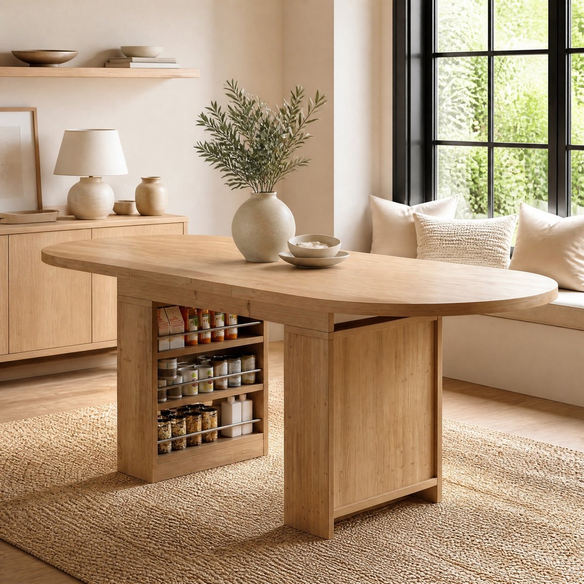 MODENUIT Eettafel - Uitschuifbaar Met Opbergruimte - Scandinavisch Voor Eetkamer - MDF - Eiken - 200x90x76 Cm Oak